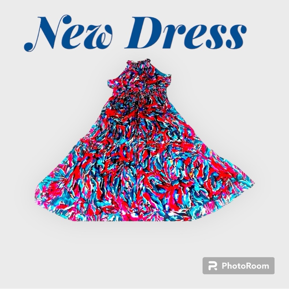 NWT. Women’s Nicole Miller Printed Midi Sleeveless Dress. Size Medium.